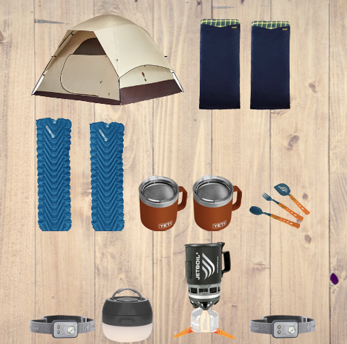 Deluxe Camping Bundle for Two, Rent $35 per day.